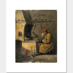 A Monkey Alchemist - Early 19th Century Painting by Edmund Bristow Posters and Art